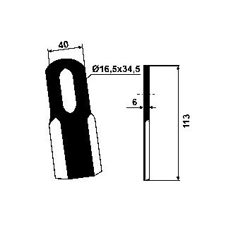 Gerades Messer 113x40mm passend zu Greentech