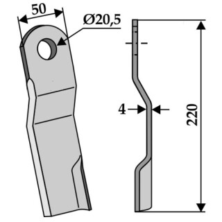 Messer 220x50mm, rechts